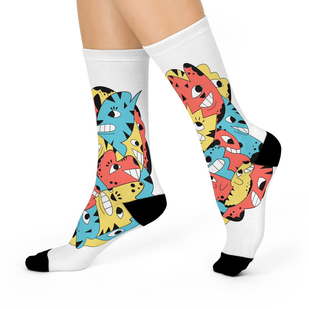 Abstract Gang Cushioned Crew Socks